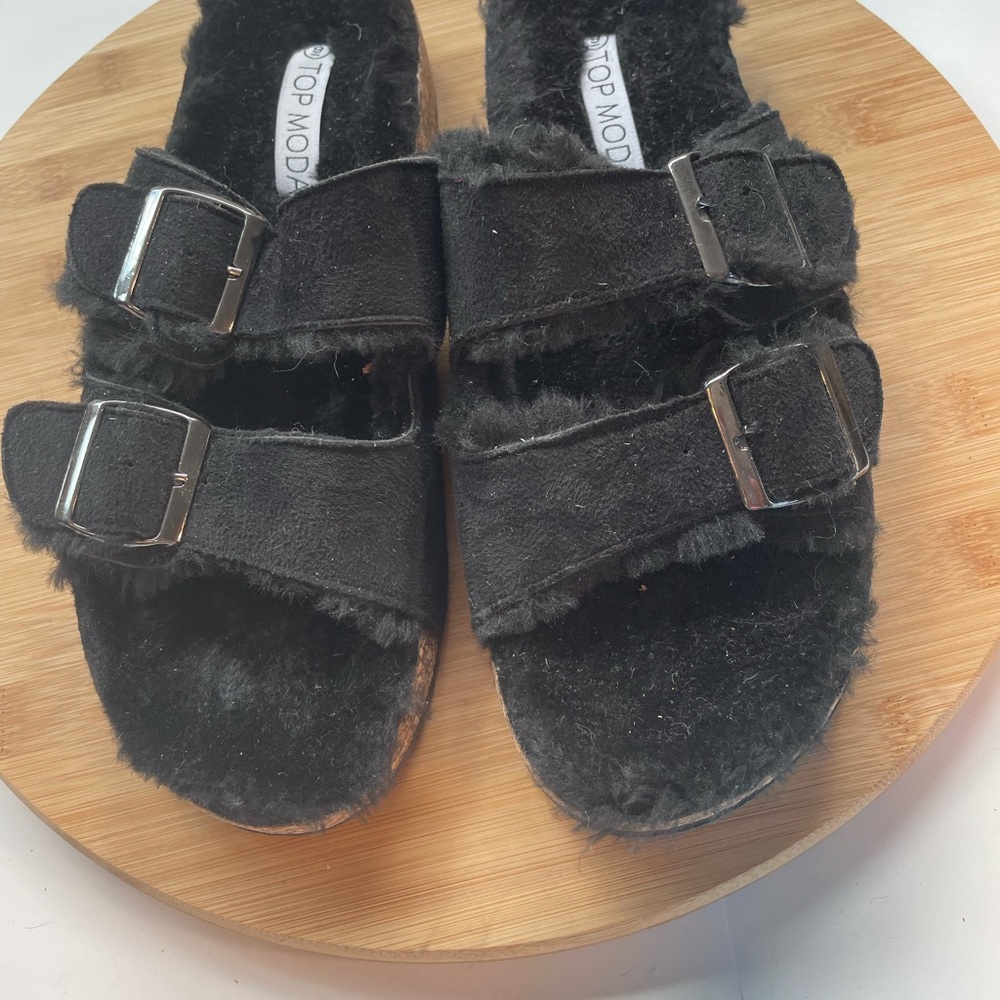 Top Moda Shearling Slipper Slides Sz 9